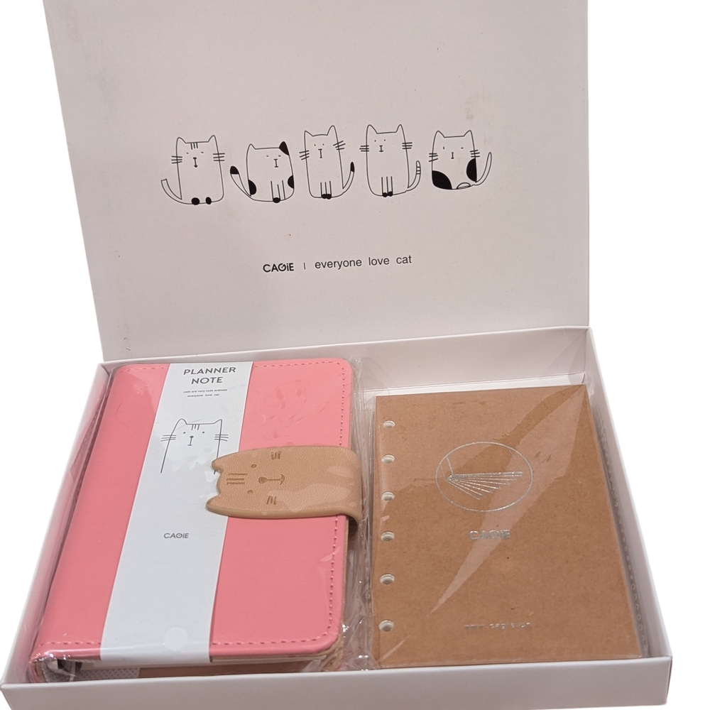Pink Cat-Themed Planner Set